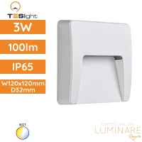 LED zidna nadgradna svjetiljka TESlight PC1201 3CCT 3W IP65 120x120x32mm, bijelo UV otporno antikorozivno kućište