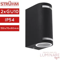 Vanjska zidna spotlight svjetiljka Forest C-03012 2xGU10 IP54 crne boje, 150x70x90mm