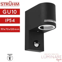 Vanjska zidna spotlight svjetiljka sa PIR senzorom Forest C-03601 GU10 IP44 crne boje, 151x70x120mm