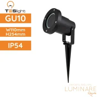 Vanjski podni reflektor S1001 IP54 110x254mm s GU10 grlom max7W, crno UV otporno antikorozivno kućište
