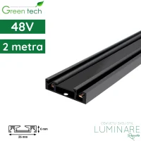 Nadgradna magnetna šina Green Tech ultra slim MYSTYLE-USN-2M 2000 x 26 x 6,3 mm aluminij crna luminare rasvjeta