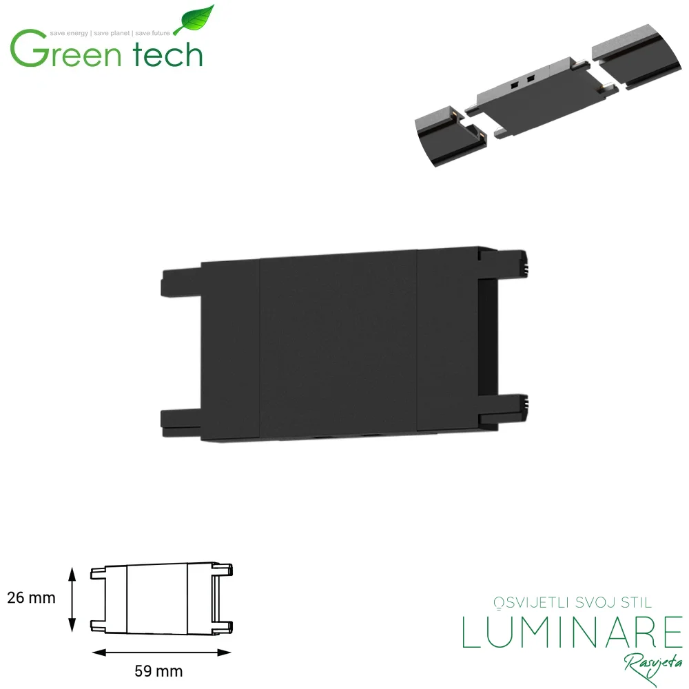 Ravna I spojnica za Green Tech MYSTYLE-USN-I Ultra Slim magnetnu nadgradnu šinu 59 x 26 x 6 mm luminare rasvjeta