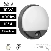 Vanjska LED plafonjera sa senzorom Adviti AD-OP-6111GLPMR4 10W 800lm 4000K IP54 siva luminare rasvjeta