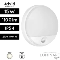 Vanjska LED plafonjera sa senzorom Adviti AD-OP-6111WLPMR4 15W 4000K IP54 bijela luminare rasvjeta