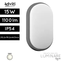 Vanjska LED zidna svjetiljka Adviti AD-OP-6147GLPM4 15W 1100lm 4000K IP54 siva luminare rasvjeta