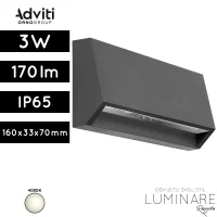 Vanjska LED zidna nadgradna svjetiljka Adviti AD-OP-6191L4 3W 170lm 4000K IP65 antracit siva luminare rasvjeta