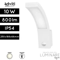 Vanjska LED zidna svjetiljka sa senzorom Adviti AD-OP-6109WLPMR4 10W 800lm 4000K IP54 bijela luminare rasvjeta