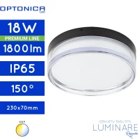 Vanjska stropna LED svjetiljka Optonica 12057 3CCT 18W IP65 ∅230x70mm, crno-bijelo okruglo kućište