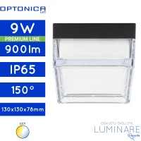 Vanjska stropna LED svjetiljka Optonica 12052 3CCT 9W IP65 130x130x78mm, crno kvadratno kućište