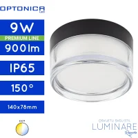Vanjska stropna LED svjetiljka Optonica 12055 3CCT 9W IP65 ∅140x78mm, crno okruglo kućište