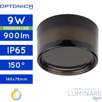 Vanjska stropna LED svjetiljka Optonica 12056 3CCT 9W IP65 ∅140x78mm, crno okruglo kućište