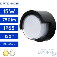 Vanjska zidna LED svjetiljka Optonica WL7528/WL7529 15W 750lm IP65 crne boje, okruglo kučište ф169×100 mm