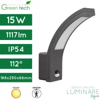 Vanjska zidna LED svjetiljka GreenTech KFS-053S 15W 1117lm 3000K IP54 crno kučište 66x188x250mm