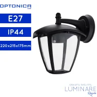 Vanjska zidna svjetiljka okrenuta prema dolje Optonica GD1-A1-9303 E27 IP54 mat crne boje, 220x215x175mm