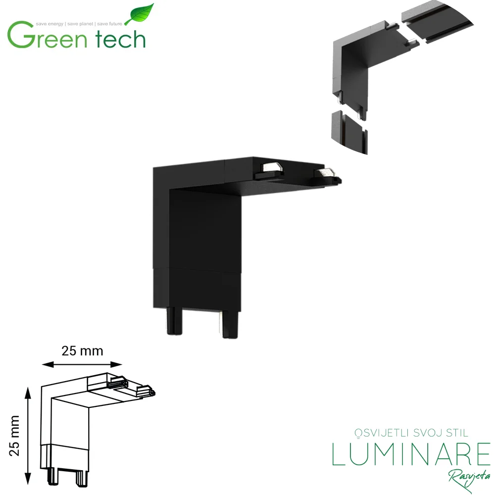 Vertikalna C spojnica za Green Tech MYSTYLE-USN-C Ultra Slim magnetnu nadgradnu šinu 25 x 25 x 26 mm luminare rasvjeta