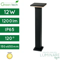 Vanjska zidna LED svjetiljka GreenTech Helena AB2806 12W 1200lm 3000K IP65 crno kučište 150x150x650mm