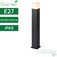 Vanjska podna svjetiljka GreenTech Sandro-XL AB2745A E27 IP65 crno kučište 80x80x730mm