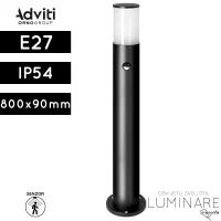 Vanjska podna svjetiljka sa PIR senzorom Adviti Dalia AD-OP-6568BE27SMR max 15W E27 IP54 crna luminare rasvjeta
