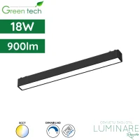 LED linearni reflektor za magnetnu šinu Green Tech MYSTYLE-1 18W 900lm 3CCT dimabilna opalni difuzor Smart APP 338 x 26 x 24 mm crni luminare rasvjeta