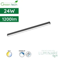 LED linearni reflektor za magnetnu šinu Green Tech MYSTYLE-1 24W 1200lm 3CCT dimabilna opalni difuzor Smart APP 445 x 26 x 24 mm crni luminare rasvjeta