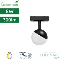 LED svjetiljka za magnetnu šinu Green Tech MYSTYLE-14 6W 300lm 3CCT dimabilna Smart APP Ø 100 x 100 mm crna luminare rasvjeta