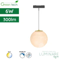 LED visilica za magnetnu šinu Green Tech MYSTYLE-17 6W 300lm 3CCT dimabilna Smart APP Ø 150 x 150 x 1300 mm crna luminare rasvjeta
