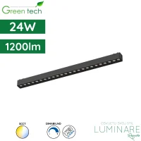 LED linearni reflektor za magnetnu šinu Green Tech MYSTYLE-2 24W 1200lm 3CCT dimabilna Smart APP 445 x 26 x 24 mm crni luminare rasvjeta