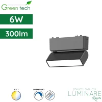 LED zglobni reflektor za magnetnu šinu Green Tech MYSTYLE-5 6W 300lm 3CCT dimabilna opalni difuzor Smart APP 122 x 26 x 80 mm crni luminare rasvjeta