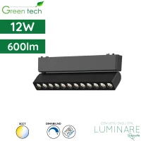 LED zglobni reflektor za magnetnu šinu Green Tech MYSTYLE-6 12W 600lm 3CCT dimabilna Smart APP 230 x 26 x 80 mm crni luminare rasvjeta