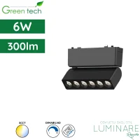 LED zglobni reflektor za magnetnu šinu Green Tech MYSTYLE-6 6W 300lm 3CCT dimabilna Smart APP 122 x 26 x 80 mm crni luminare rasvjeta