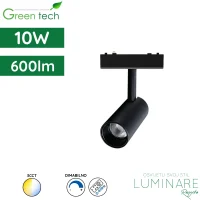 LED reflektor za magnetnu šinu Green Tech MYSTYLE-7 10W 600lm 3CCT dimabilna Smart APP Ø 48 x 105 mm crni luminare rasvjeta