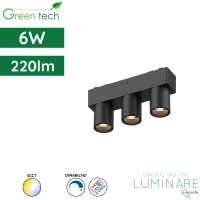 LED spotlight svjetiljka za magnetnu šinu Green Tech MYSTYLE-9 6W 220lm 3CCT dimabilna Smart APP 122 x 26 x 55 mm crna luminare rasvjeta