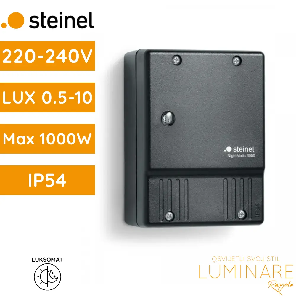 LUKSOMAT STEINEL NIGHTMATIC 3000 VARIO CRNI IP54 1000W
