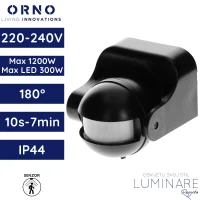 senzor pokreta ORNO OR-CR-201/B zidni 180° 230V max 1200W IP44 crni luminare rasvjeta