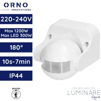 senzor pokreta ORNO OR-CR-201/W zidni 180° 230V max 1200W IP44 bijeli luminare rasvjeta