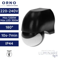 senzor pokreta ORNO OR-CR-204/B zidni nadžbukni 180° podesivi 230V max 1200W IP44 crni luminare rasvjeta