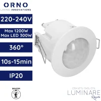 senzor pokreta ORNO OR-CR-207 ugradbeni stropni 360° 230V max 1200W IP20 bijeli luminare rasvjeta