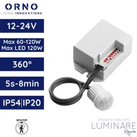 senzor pokreta ORNO OR-CR-211/12-24V s vanjskom sondom 360° 12–24V DC max 120W IP20 bijeli luminare rasvjeta