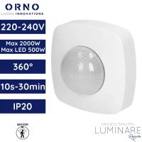 senzor pokreta ORNO OR-CR-224 stropni PIR 360° 230V max 2000W IP20 bijeli luminare rasvjeta
