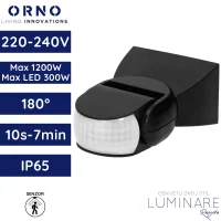 senzor pokreta ORNO OR-CR-236/B podesivi zidni PIR 180° 230V max 1200W IP65 crna luminare rasvjeta