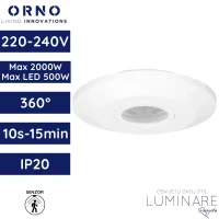 senzor pokreta ORNO OR-CR-241 ultra tanki stropni PIR 360° 230V max 2000W IP20 bijeli luminare rasvjeta