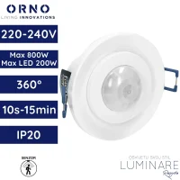 senzor pokreta ORNO OR-CR-243 ugradbeni stropni PIR 360° 230V max 800W IP20 bijeli luminare rasvjeta