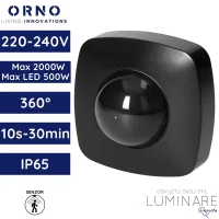 senzor pokreta ORNO OR-CR-255/B stropni PIR 360° 230V max 2000W IP65 crni luminare rasvjeta
