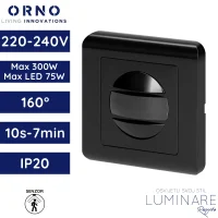 senzor pokreta ORNO OR-CR-261/B podžbukni zidni PIR 160° 230V max 300W IP20 crni luminare rasvjeta