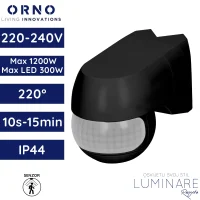 senzor pokreta ORNO OR-CR-262/B zidni PIR 220° 230V max 1200W IP44 crni luminare rasvjeta
