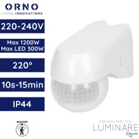 senzor pokreta ORNO OR-CR-262/W zidni PIR 220° 230V max 1200W IP44 bijeli luminare rasvjeta