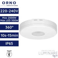 senzor pokreta ORNO OR-CR-264 nadgradni stropni PIR 360° 230V max 2000W IP65 bijeli luminare rasvjeta
