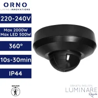 senzor pokreta ORNO OR-CR-271/B stropni ugradbeni PIR 360° 230V max 2000W IP44 crni luminare rasvjeta