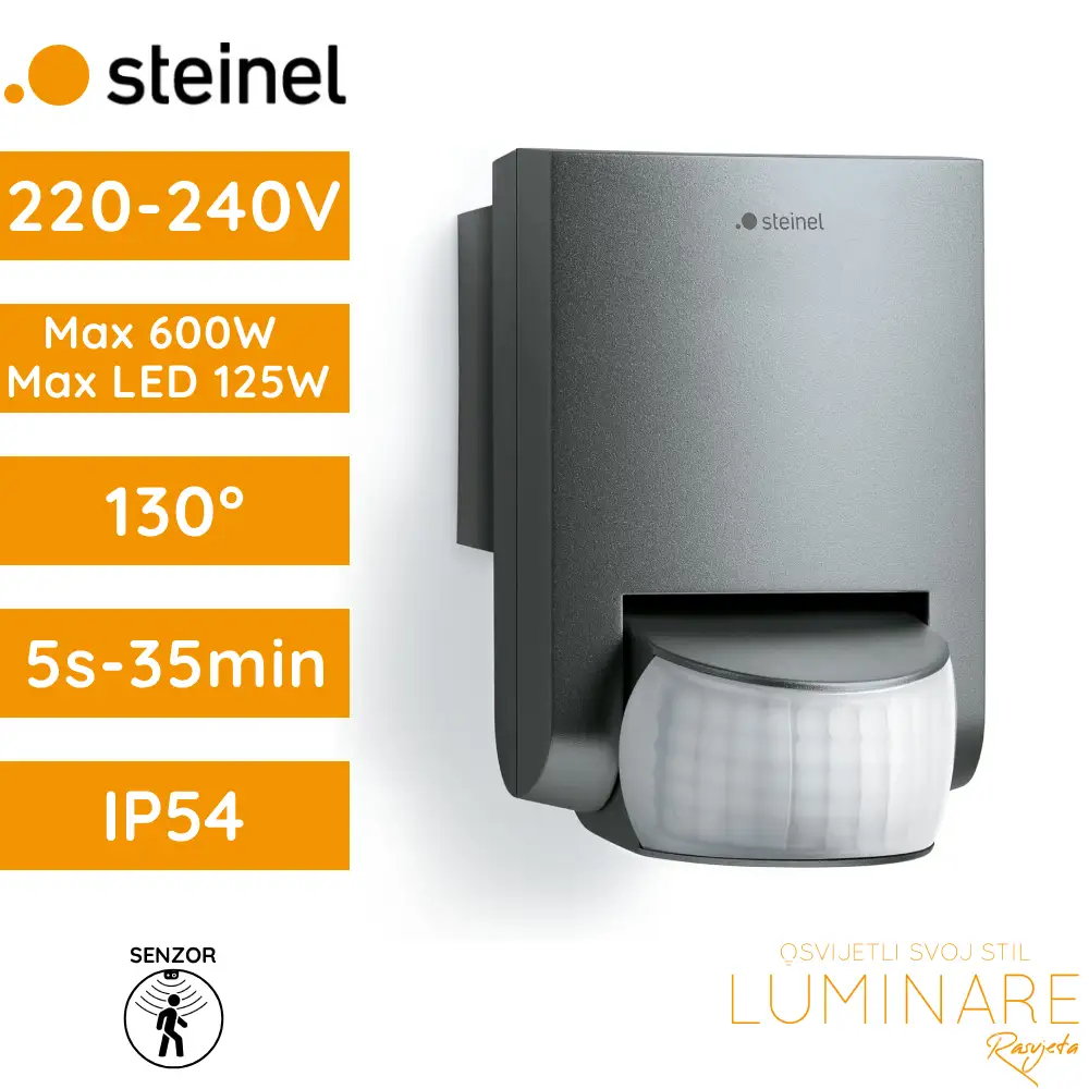 SENZOR POKRETA ZIDNI IS 130-2-BL 130° IP54 MAX 600W