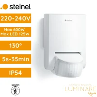 senzor pokreta STEINEL IS 130-2-WH zidni 130° IP54 max 600W 230-240V bijeli luminare rasvjeta